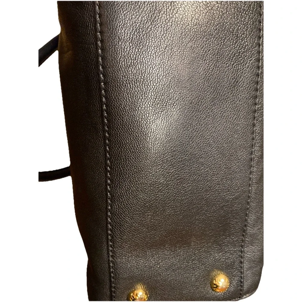 Michael Kors black leather handbag Gold Chain Handle Multi Pockets Dust bag